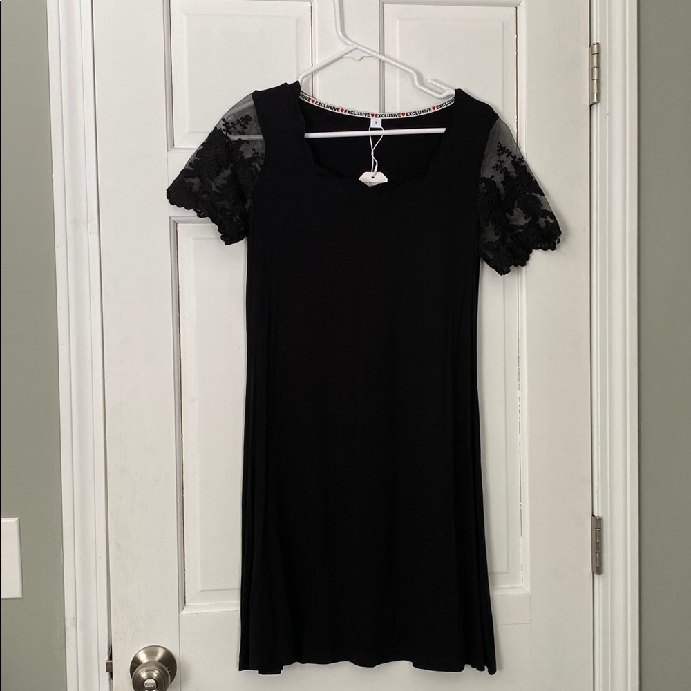 NWT Black Dress with Lace Sleeves